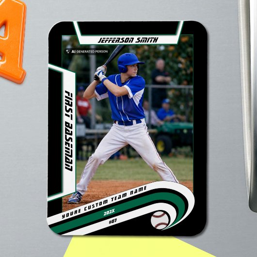 Baseball Keepsakes belebt grünes Schwarzes Custom Magnet