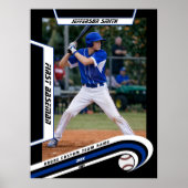 Baseball Keepsakes in lebendig blauem Schwarz Cust Poster (Vorne)