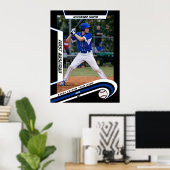 Baseball Keepsakes in lebendig blauem Schwarz Cust Poster (Heimbüro)