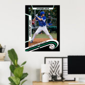 Baseball Keepsakes in lebendig grüner schwarzer Br Poster (Heimbüro)