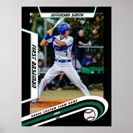 Baseball Keepsakes in lebendig grüner schwarzer Br Poster (Vorne)