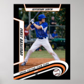 Baseball-Keepsakes in lebendig orangefarbener schw Poster (Vorne)
