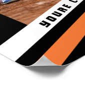 Baseball-Keepsakes in lebendig orangefarbener schw Poster (Ecke)