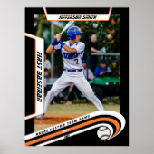 Baseball-Keepsakes in lebendig orangefarbener schw Poster (Vorne)