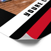 Baseball Keepsakes in lebendig roter schwarzer Bru Poster (Ecke)