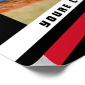 Baseball Keepsakes in lebendig roter schwarzer Bru Poster (Ecke)