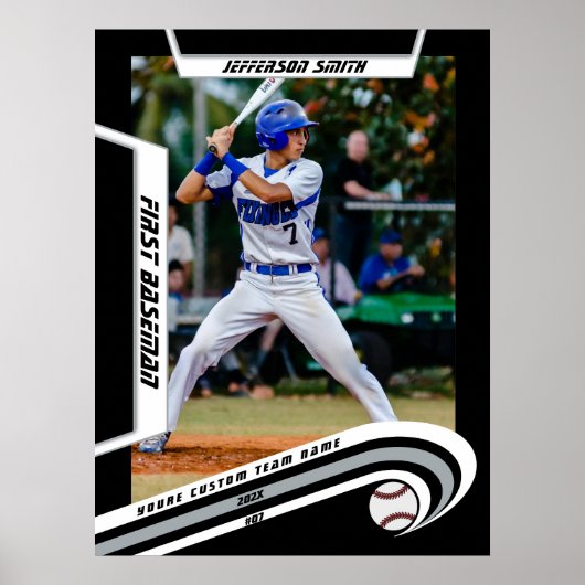 Baseball-Keepsakes in lebendiger, silberner, benut Poster (Vorne)