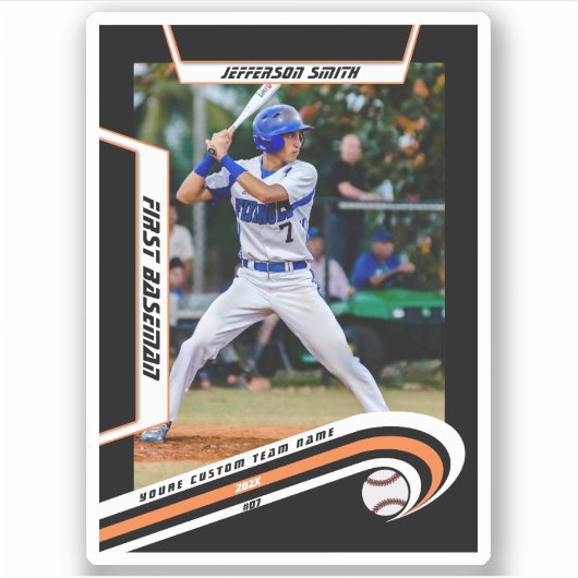 Baseball Keepsakes Lebhaft Orange Black Custom Aufkleber (Vorderseite)