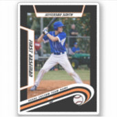 Baseball Keepsakes Lebhaft Orange Black Custom Aufkleber (Vorderseite)