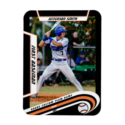 Baseball Keepsakes Lebhaft Orange Black Custom Magnet (Vertikal)