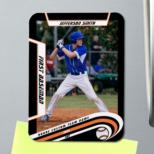 Baseball Keepsakes Lebhaft Orange Black Custom Magnet