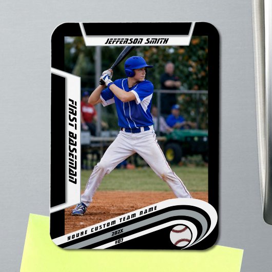 Baseball Keepsakes Lebhaft Silber Schwarz Custom Magnet