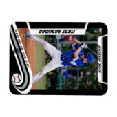 Baseball Keepsakes Lebhaft Silber Schwarz Custom Magnet (Horizontal)