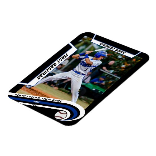 Baseball Keepsakes Lively Blue Black Custom Magnet (Linke Seite)