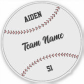 Baseball Kid Team Name Number Vinyl Sticker (Vorderseite)