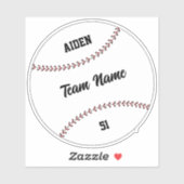 Baseball Kid Team Name Number Vinyl Sticker (Blatt)