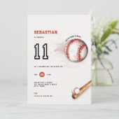 Baseball Kids Party 11th Birthday Invitation Einladung (Stehend Vorderseite)