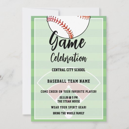Baseball-Kinder Endspiel Schulfeier Einladung (Vorderseite)