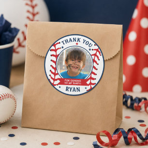 Baseball-Kinder-Foto-Geburtstags-Dankeschön Runder Aufkleber