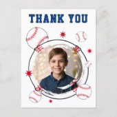 Baseball-Kinder-Geburtstags-Danke-Foto Postkarte (Vorderseite)