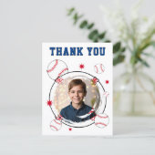 Baseball-Kinder-Geburtstags-Danke-Foto Postkarte (Stehend Vorderseite)