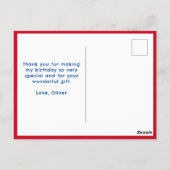 Baseball-Kinder-Geburtstags-Danke-Foto Postkarte (Rückseite)