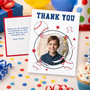 Baseball-Kinder-Geburtstags-Danke-Foto Postkarte