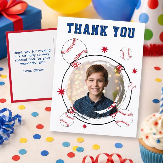 Baseball-Kinder-Geburtstags-Danke-Foto Postkarte