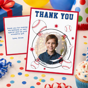 Baseball-Kinder-Geburtstags-Dankeschön-Foto Postkarte
