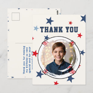 Baseball-Kinder-Stars-Geburtstags-Danke-Foto Postkarte