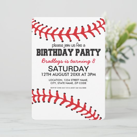 Baseball-Kindergeburtstag Einladung (Stehend Vorderseite)