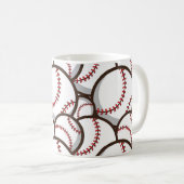 Baseball: Klassisches nahtloses Muster Kaffeetasse (VorderseiteRechts)