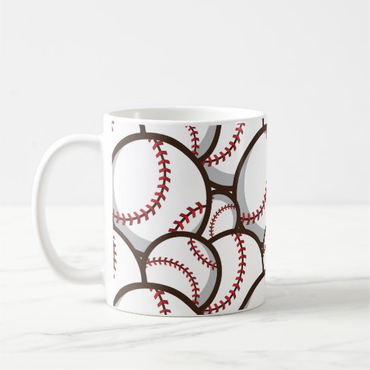 Baseball: Klassisches nahtloses Muster Kaffeetasse (Links)