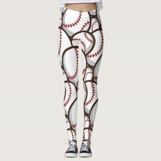 Baseball: Klassisches nahtloses Muster Leggings (Vorderseite)