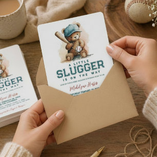 Baseball Kleiner Schläger Teddybär  Babyparty Einladung