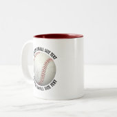 Baseball & Kleiner Text MAROON 11oz Custom Zweifarbige Tasse (Vorderseite Links)