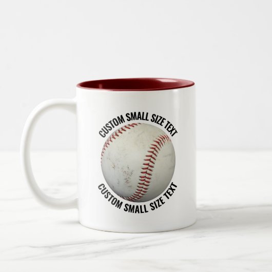 Baseball & Kleiner Text MAROON 11oz Custom Zweifarbige Tasse (Links)