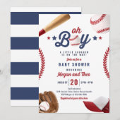 Baseball kleines Gepäck auf dem Weg Babydusche Einladung (Vorne/Hinten)