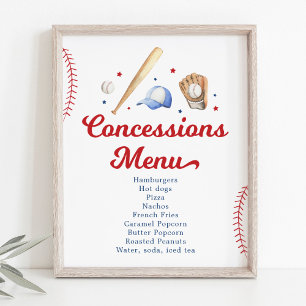 Baseball Konzessionen Stand Geburtstagsmenü Poster
