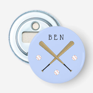 Baseball kreuzte Fledermäuse personalisiert blau Flaschenöffner