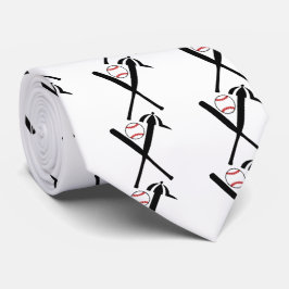 Baseball kreuzte Schläger und Kappenschwarzes, Krawatte