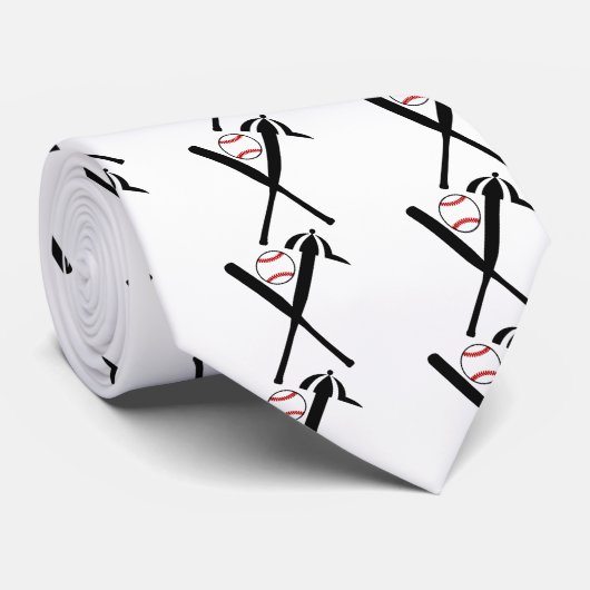 Baseball kreuzte Schläger und Kappenschwarzes, Krawatte (Gerollt)