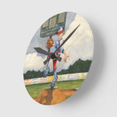 Baseball-Krug auf Hügel durch Jay Throckmorton Runde Wanduhr (Winkel)