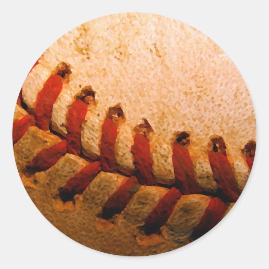 Baseball-Kunst Runder Aufkleber (Vorderseite)