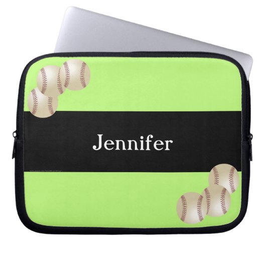 Baseball-Laptop-Computer Hülse, Kiwi u. Schwarzes Laptopschutzhülle (Vorderseite)