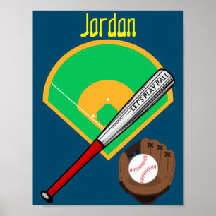 Baseball "Lass uns Ball spielen" Poster