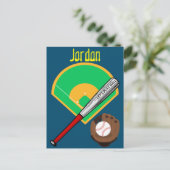 Baseball "Lass uns Ball spielen" Postkarte (Stehend Vorderseite)