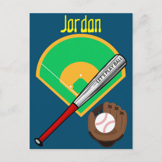 Baseball "Lass uns Ball spielen" Postkarte