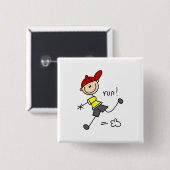 Baseball-Lauf-T-Shirts und Geschenke Button (Vorne & Hinten)