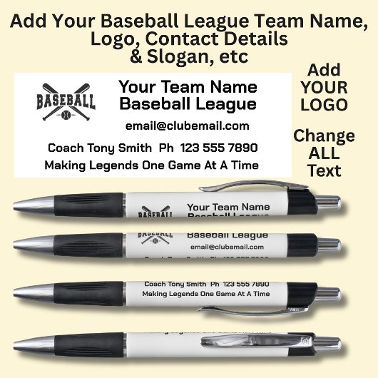 Baseball League Team - Fügen Sie Ihre eigenen Deta Kugelschreiber